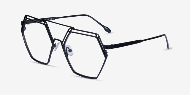 Cyber Black MetalEyeglass Frames from EyeBuyDirect, Angle View
