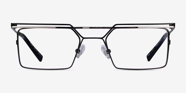 Pacer Black Silver MetalEyeglass Frames from EyeBuyDirect, Front View
