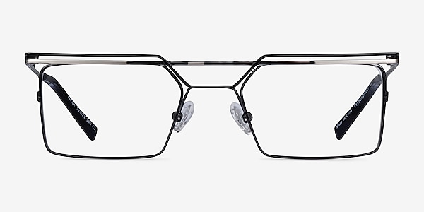 Pacer Black Silver Metal Eyeglass Frames