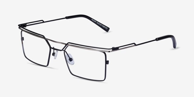 Pacer Black Silver MetalEyeglass Frames from EyeBuyDirect, Angle View