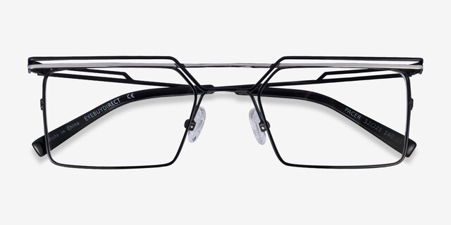 Pacer Black Silver MetalEyeglass Frames from EyeBuyDirect, Closed View
