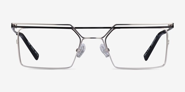 Pacer Silver Black Metal Eyeglass Frames