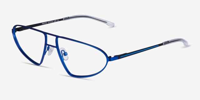 Proto Blue Black MetalEyeglass Frames from EyeBuyDirect, Angle View