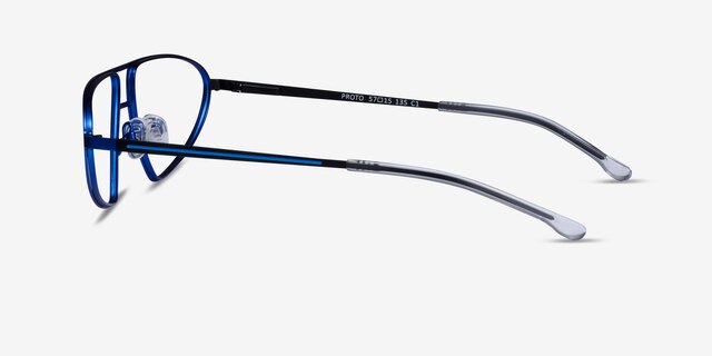 Proto Blue Black MetalEyeglass Frames from EyeBuyDirect, Side View