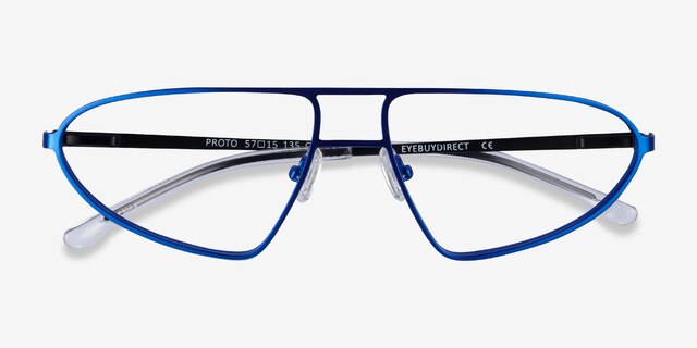 Proto Blue Black MetalEyeglass Frames from EyeBuyDirect, Closed View