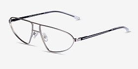 Proto Silver Black Métal Montures de lunettes de vue d'EyeBuyDirect, Vue d'Angle