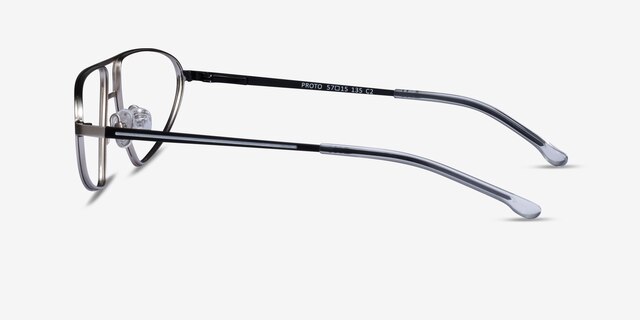 Proto Silver Black MetalEyeglass Frames from EyeBuyDirect, Side View