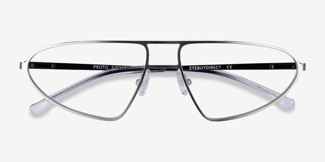 Proto Silver Black MetalEyeglass Frames from EyeBuyDirect, Closed View