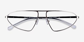 Proto Silver Black Métal Montures de lunettes de vue d'EyeBuyDirect, Vue Rapprochée