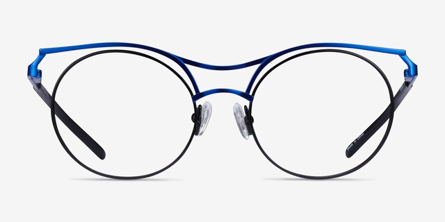 Proximo Blue Black MetalEyeglass Frames from EyeBuyDirect, Front View
