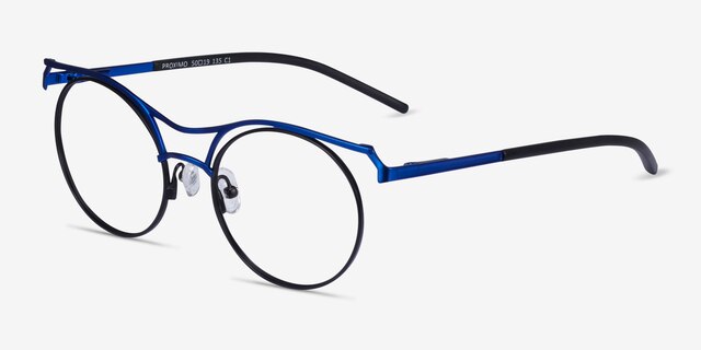 Proximo Blue Black MetalEyeglass Frames from EyeBuyDirect, Angle View
