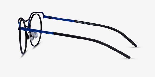 Proximo Blue Black MetalEyeglass Frames from EyeBuyDirect, Side View