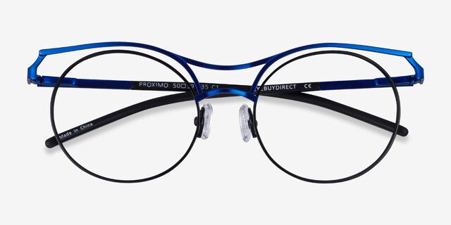Proximo Blue Black MetalEyeglass Frames from EyeBuyDirect, Closed View