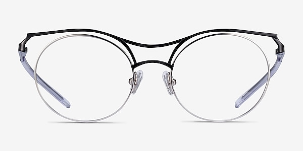 Proximo Black Silver Metal Eyeglass Frames