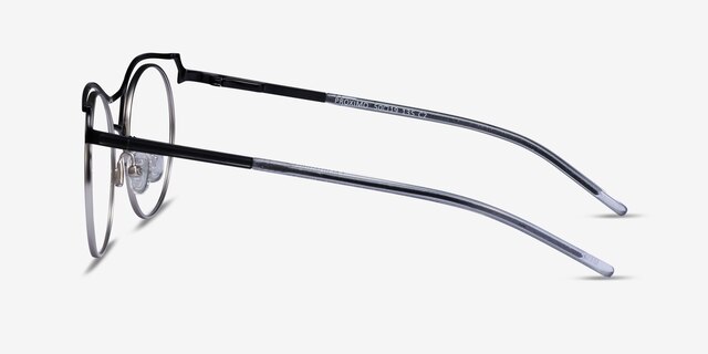 Proximo Black Silver MetalEyeglass Frames from EyeBuyDirect, Side View