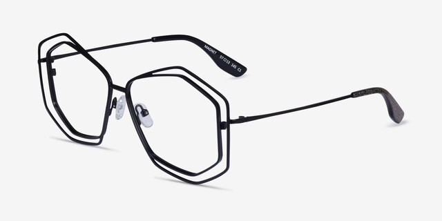 Magnet Shiny Black MetalEyeglass Frames from EyeBuyDirect, Angle View