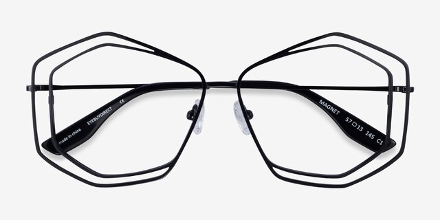 Magnet Shiny Black MetalEyeglass Frames from EyeBuyDirect, Closed View