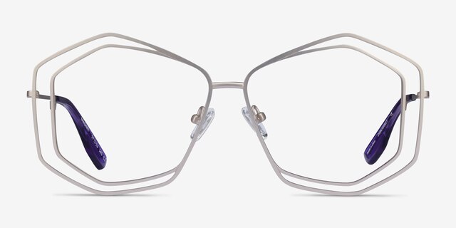 Magnet Matte Silver MetalEyeglass Frames from EyeBuyDirect, Front View