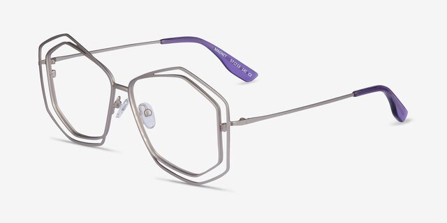 Magnet Matte Silver MetalEyeglass Frames from EyeBuyDirect, Angle View
