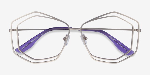 Magnet Matte Silver MetalEyeglass Frames from EyeBuyDirect, Closed View