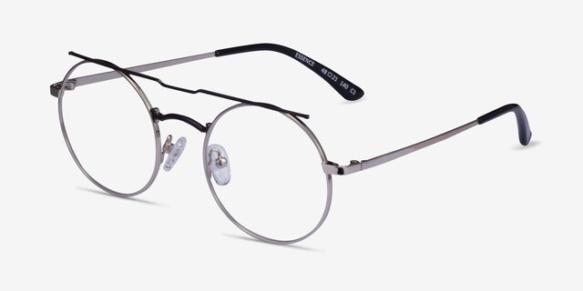 Essence Silver Black MetalEyeglass Frames from EyeBuyDirect, Angle View