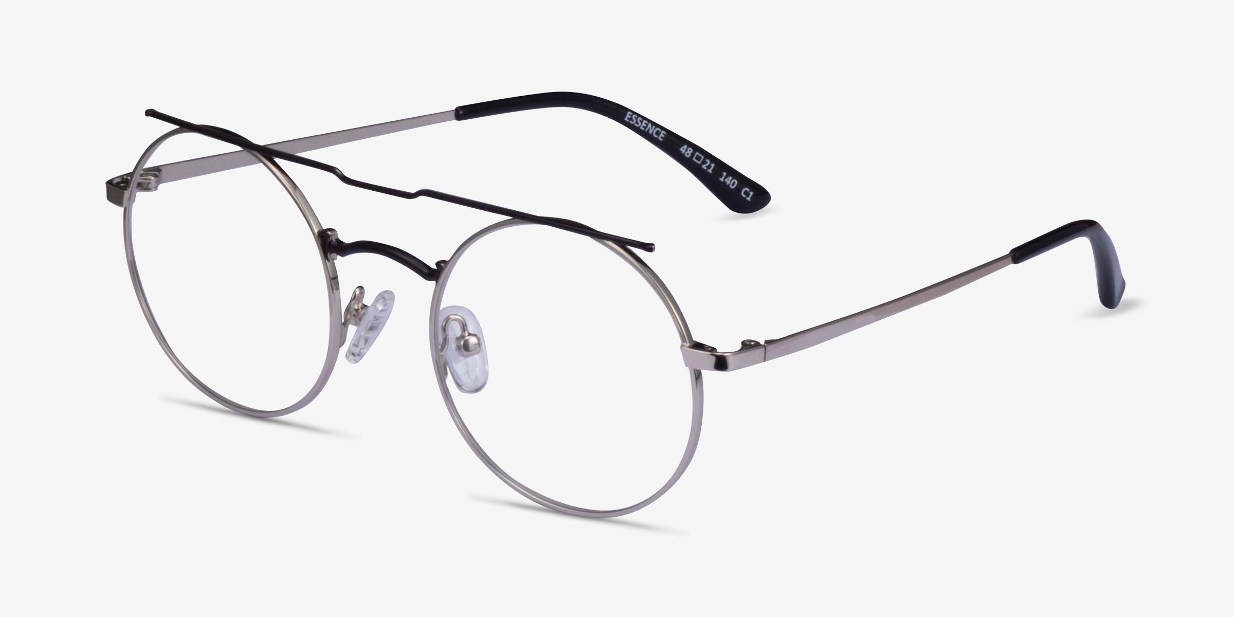 Essence Round Silver Black Glasses for Women | Eyebuydirect