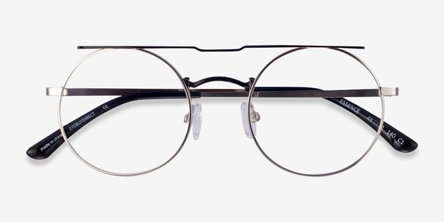 Essence Silver Black MetalEyeglass Frames from EyeBuyDirect, Closed View