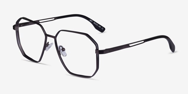 Met Gunmetal Blue MetalEyeglass Frames from EyeBuyDirect, Angle View