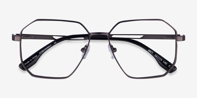 Met Gunmetal Blue MetalEyeglass Frames from EyeBuyDirect, Closed View