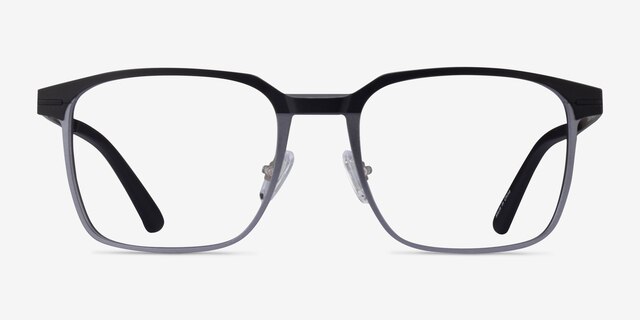 Financier Black MetalEyeglass Frames from EyeBuyDirect, Front View