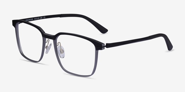 Financier Black MetalEyeglass Frames from EyeBuyDirect, Angle View