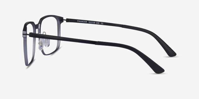 Financier Black MetalEyeglass Frames from EyeBuyDirect, Side View