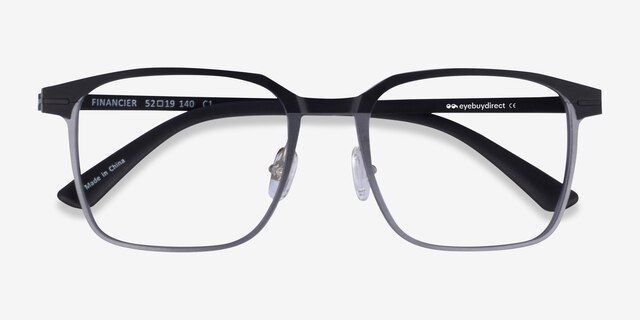 Financier Black MetalEyeglass Frames from EyeBuyDirect, Closed View