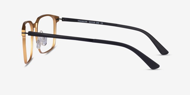 Financier Black Gold MetalEyeglass Frames from EyeBuyDirect, Side View