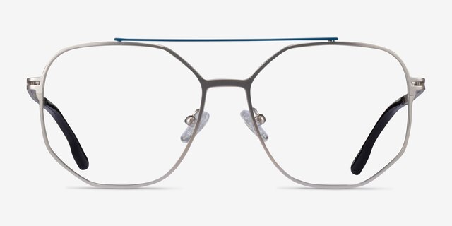 Park Silver Black MetalEyeglass Frames from EyeBuyDirect, Front View