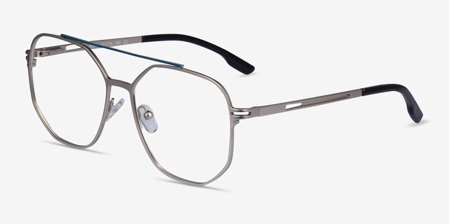 Park Silver Black MetalEyeglass Frames from EyeBuyDirect, Angle View