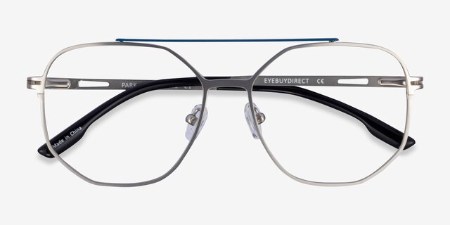Park Silver Black MetalEyeglass Frames from EyeBuyDirect, Closed View