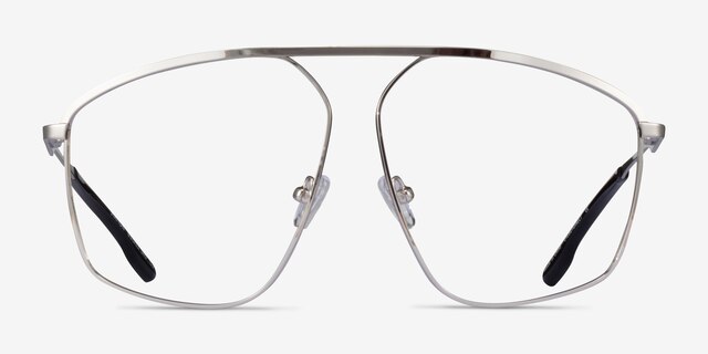 Station Silver MetalEyeglass Frames from EyeBuyDirect, Front View