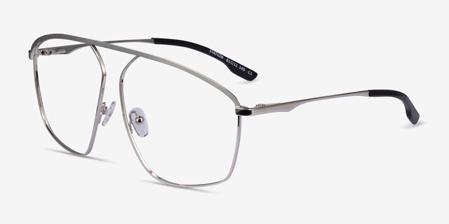 Station Silver MetalEyeglass Frames from EyeBuyDirect, Angle View