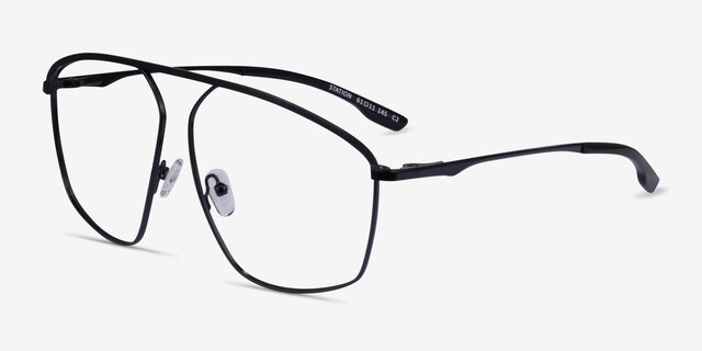 Station Black MetalEyeglass Frames from EyeBuyDirect, Angle View