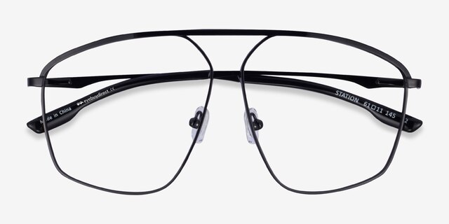 Station Black MetalEyeglass Frames from EyeBuyDirect, Closed View