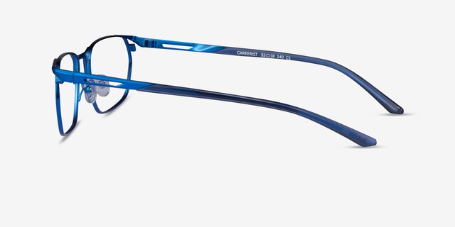 Careerist Blue MetalEyeglass Frames from EyeBuyDirect, Side View