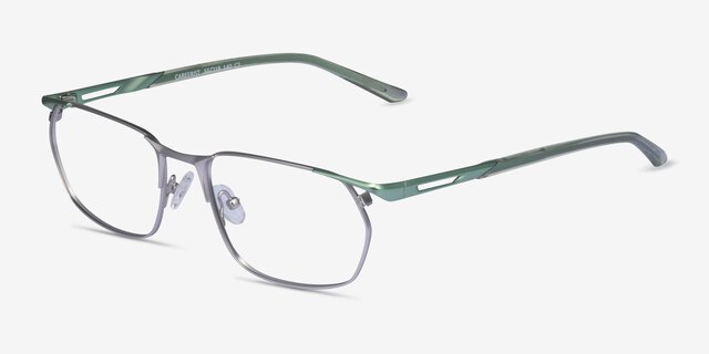 Careerist Silver Green MetalEyeglass Frames from EyeBuyDirect, Angle View