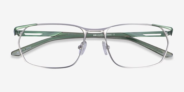 Careerist Silver Green MetalEyeglass Frames from EyeBuyDirect, Closed View