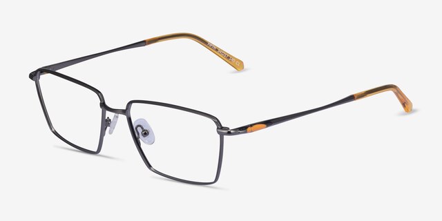 Fifth Gunmetal Yellow MetalEyeglass Frames from EyeBuyDirect, Angle View
