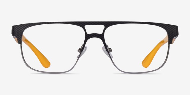 Cab Black Yellow MetalEyeglass Frames from EyeBuyDirect, Front View