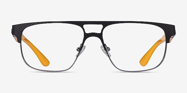 Cab Black Yellow Metal Eyeglass Frames