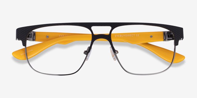 Cab Black Yellow MetalEyeglass Frames from EyeBuyDirect, Closed View