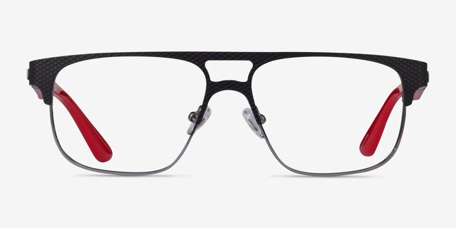 Cab Black Red MetalEyeglass Frames from EyeBuyDirect, Front View