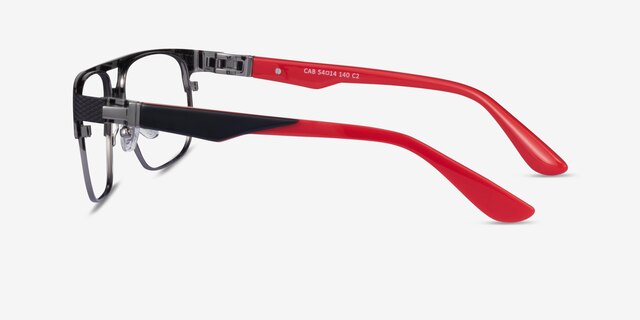 Cab Black Red MetalEyeglass Frames from EyeBuyDirect, Side View